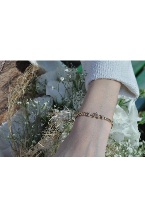 14 AYAR ALTIN A HARFLİ GURMET BİLEKLİK