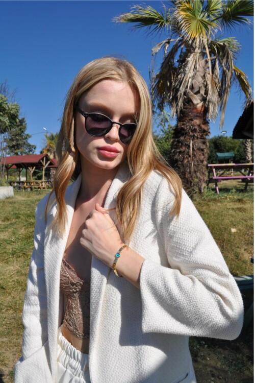 YARIM AY ZİNCİR NAZAR BONCUKLU BİLEKLİK