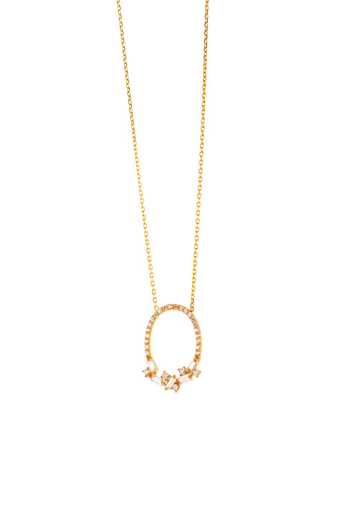 BAGET TAŞLI OVAL KOLYE