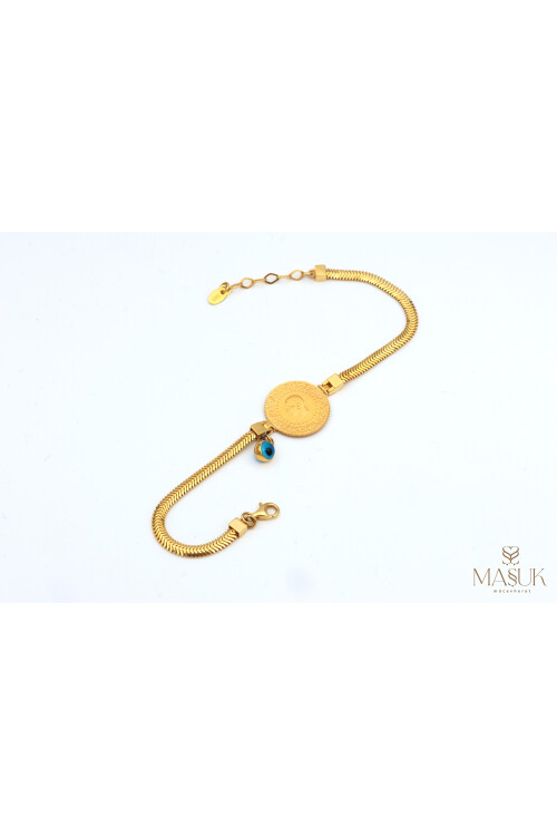 BALIK SIRTI ZİNCİR NAZAR BONCUKLU ÇEYREKLİ BİLEKLİK