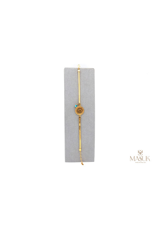 BALIK SIRTI ZİNCİR NAZAR BONCUKLU ÇEYREKLİ BİLEKLİK