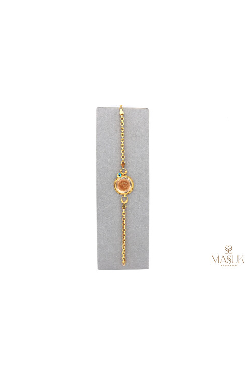 ÇERÇEVELİ ÇEYREKLİ NAZAR BONCUKLU DOÇ ZİNCİR BİLEKLİK