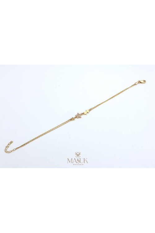 ÇİFT ZİNCİR TAŞLI YILDIZ BİLEKLİK