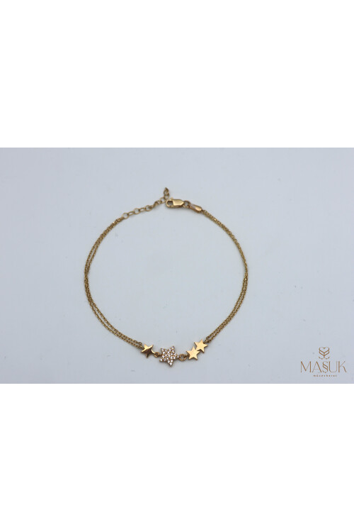 ÇİFT ZİNCİR TAŞLI YILDIZ BİLEKLİK