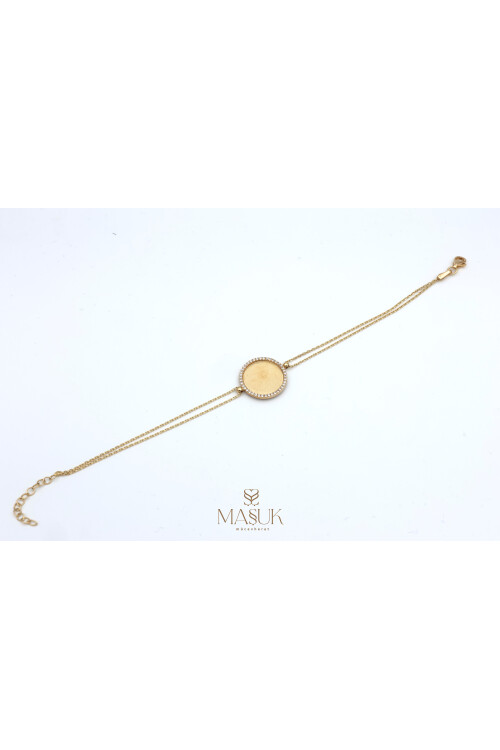 KENARLARI TAŞLI PLAKA BİLEKLİK