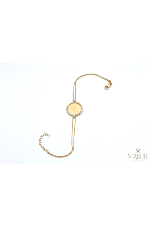 KENARLARI TAŞLI PLAKA BİLEKLİK