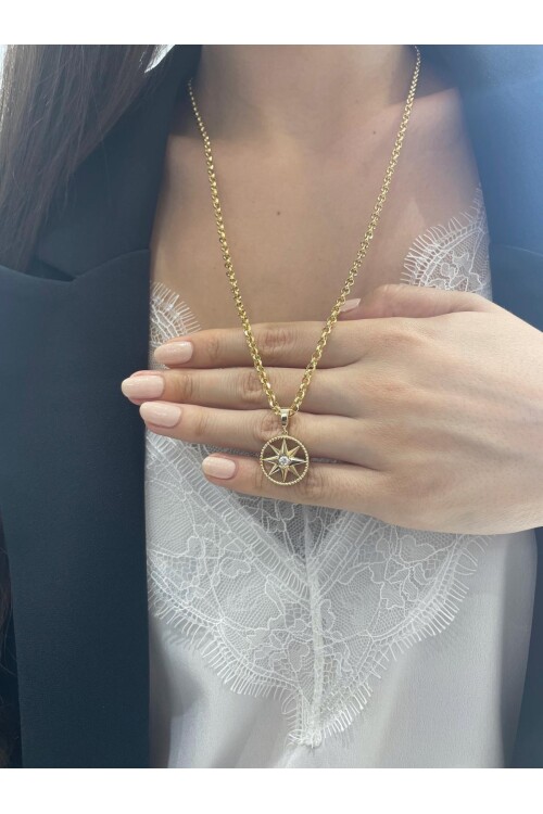 TAŞLI KUZEY YILDIZI DOÇ ZİNCİR KOLYE