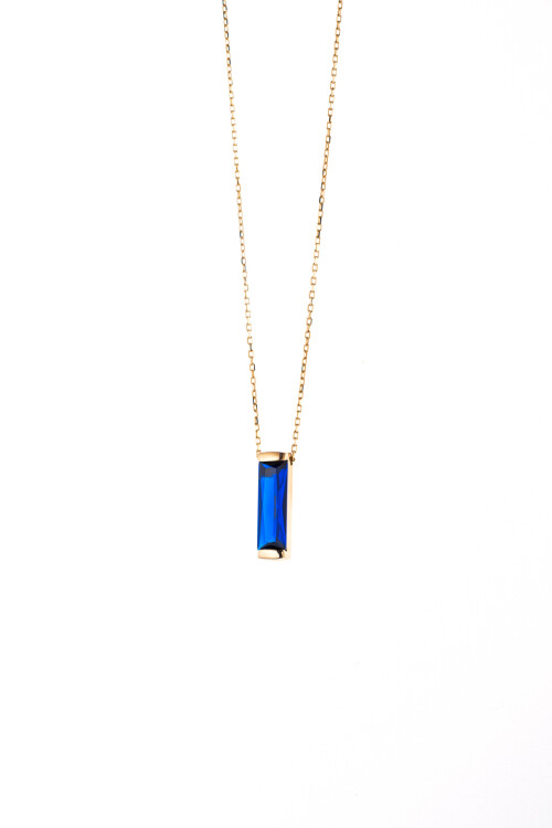 MAVİ TAŞLI ZİNCİRLİ KOLYE