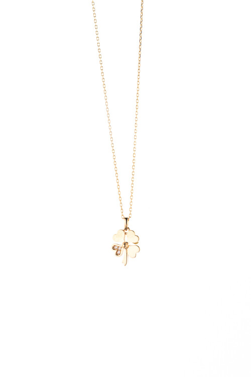 Minimal Yonca Altın Kolye