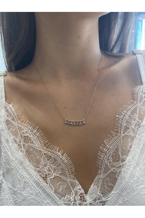 NAZAR BONCUK SIRALI TAŞLI KOLYE