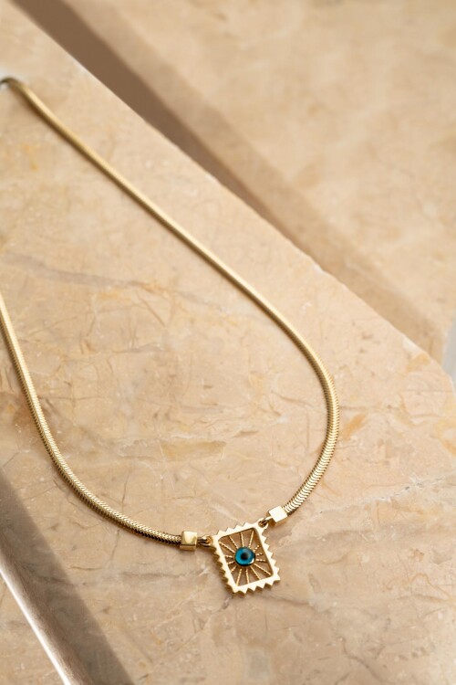 NAZAR BONCUKLU KARE KOLYE