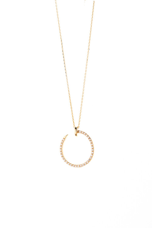 Taşlı Oval Altın Kolye