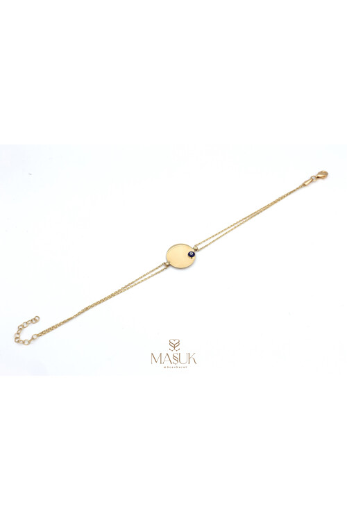 YUVARLAK NAZAR BONCUKLU PLAKA BİLEKLİK