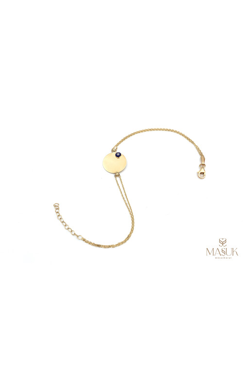 YUVARLAK NAZAR BONCUKLU PLAKA BİLEKLİK