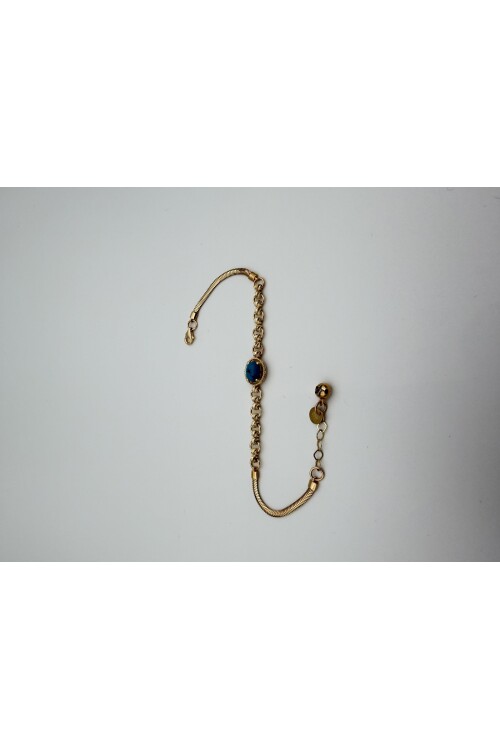 FİRUZE TAŞLI DORİKALI BALIK SIRTI ZİNCİRLİ BİLEKLİK