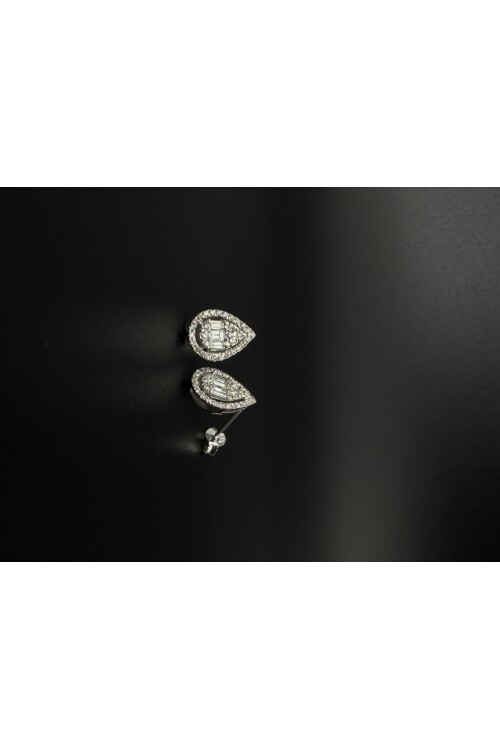 PIRLANTA DAMLA MODEL BAGET ve YUVARLAK TAŞ KÜPE