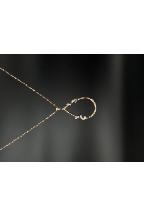 PIRLANTA DAMLA MODELİ BAGET ve YUVARLAK TAŞ ZİNCİR KOLYE