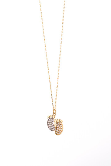 TAŞLI BEBEK AYAĞI ZİNCİR KOLYE